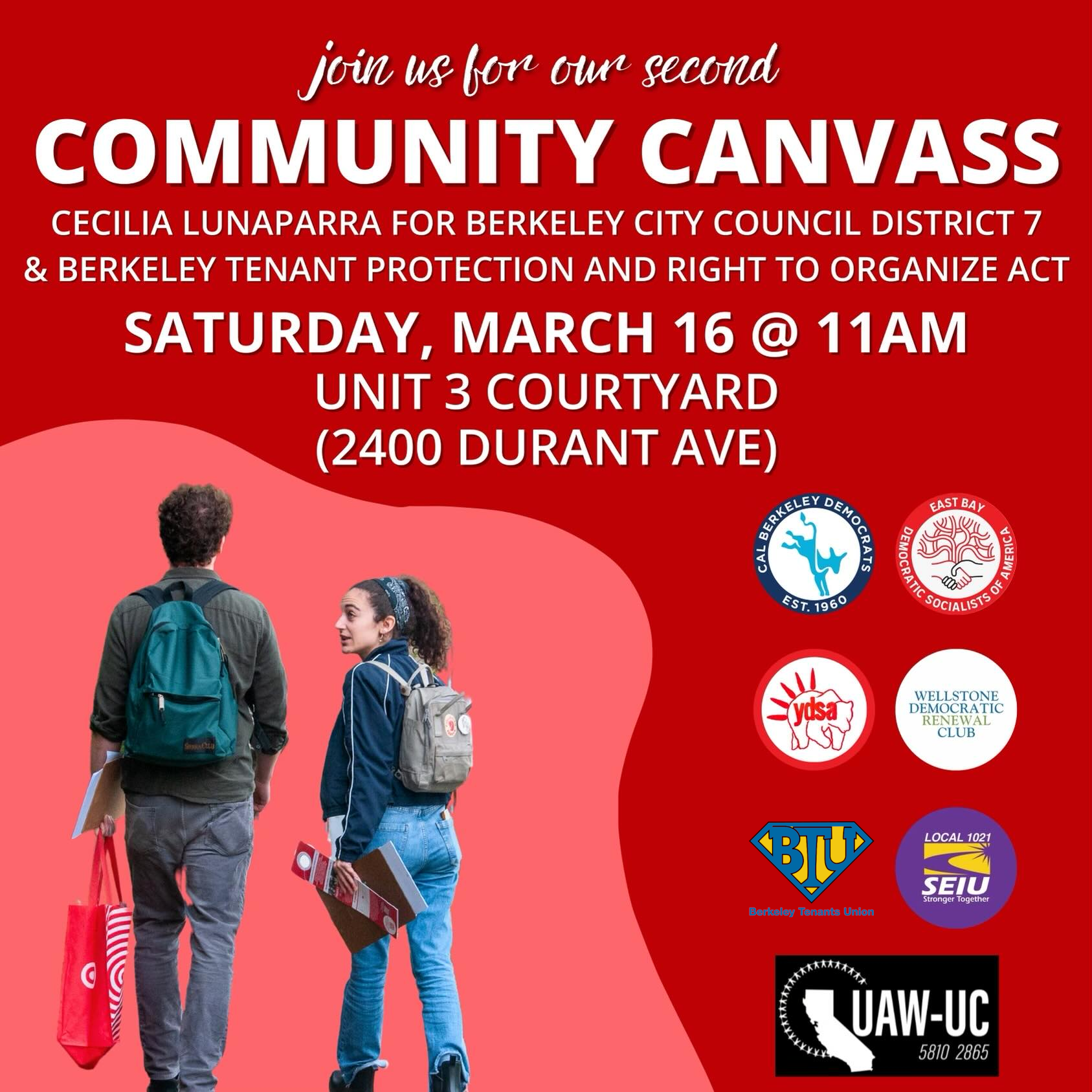 Second Canvass for Cecilia Lunaparra and the Berkeley Tenant Protection and Right to Organize Act